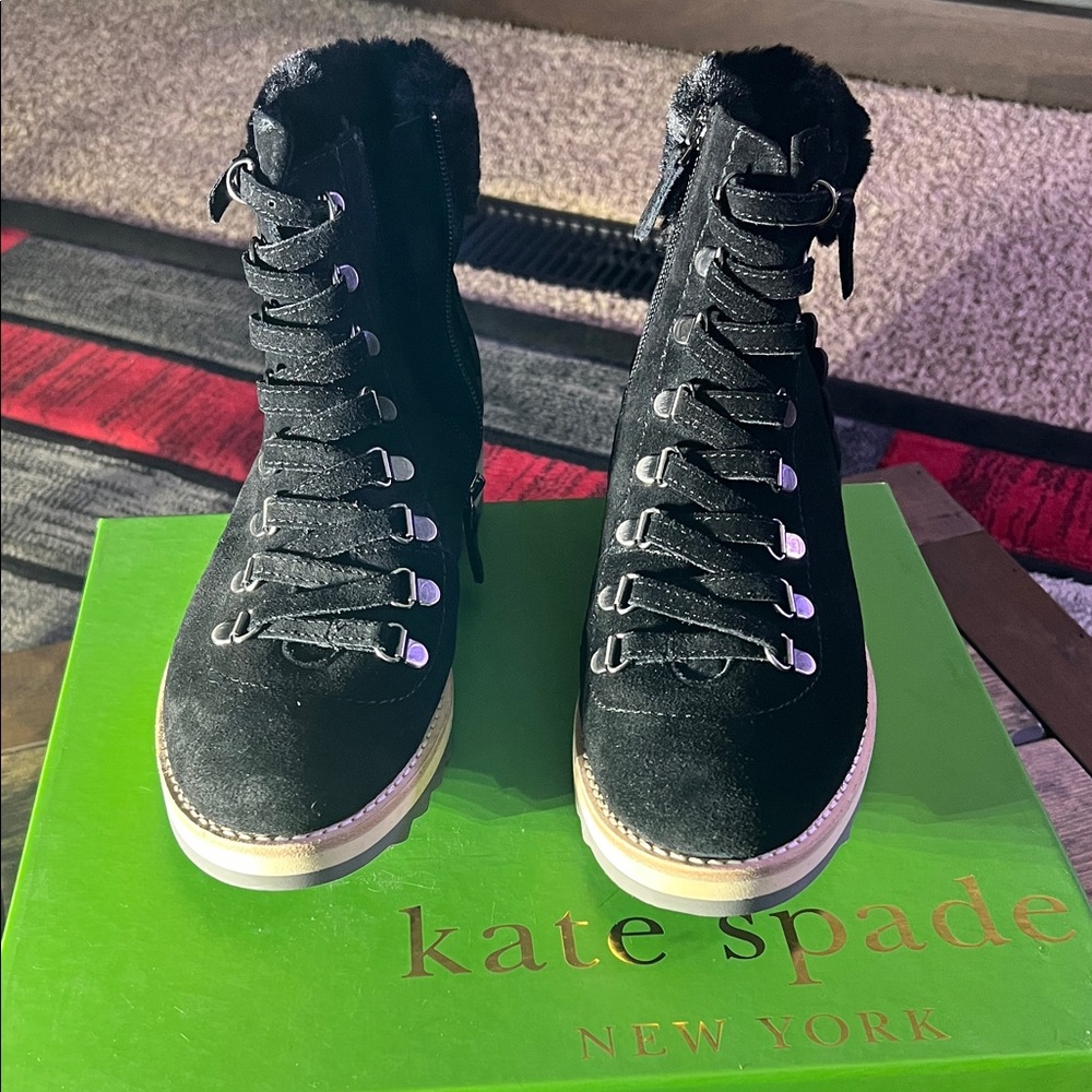 NWTKate Spade New York BLACK SPORT SUEDE Women's Maira Hiking Boot, US 7.5